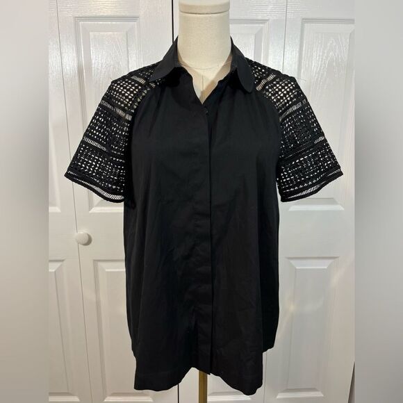 Lafayette 148 Short Sleeve Button Down Shirt - Picture 1 of 6